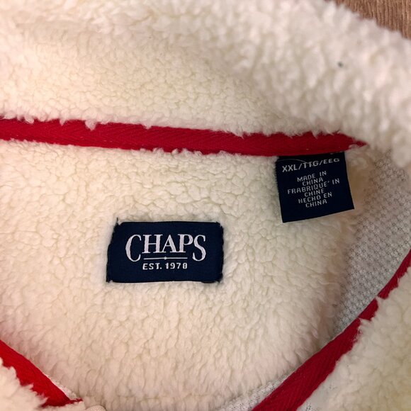NEW Chaps Men's Fair Isle Quarter Zip Faux Sherpa Pullover Sz 2XL - Picture 5 of 14